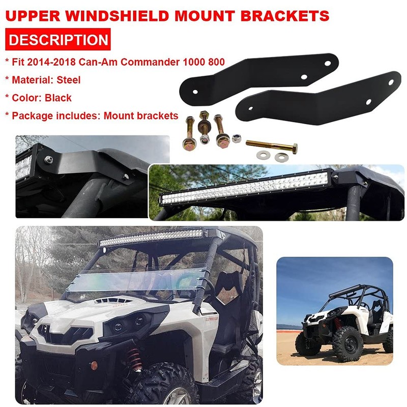 XJMOTO Front Upper Windshield 42'' LED Light Bar Mounting Bracket