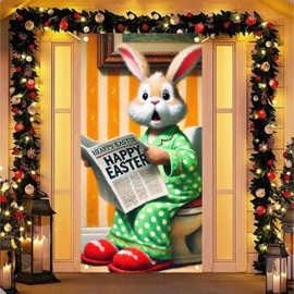 BlissYard Easter Door Cover Cute Rabbit Door Party Decoration Supplies 35 x 71 inches Spring Easter Holiday Party Photography Background Decoration Easter Door Porch Logo Banner
