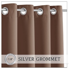 RYB HOME Patio Outdoor Curtains, UV Blackout Waterproof Privacy Shades Blind for Tent Temporary Door Garage Carport Porch Gazebo Pergola Arbor Party, W 52 x L 90, 1 Panel, Mocha