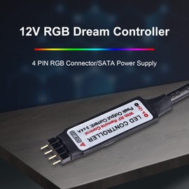 DS RGB Case Fans Controller Kit with 17Key Remote, Connect to DS RGB RAM Heatsink and DS PC RGB LED Strip (SATA Power Cable, O Series)