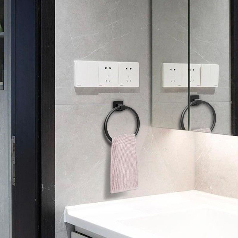 Towel Holder for Bathroom Wall Matte Black Towel Ring Hand