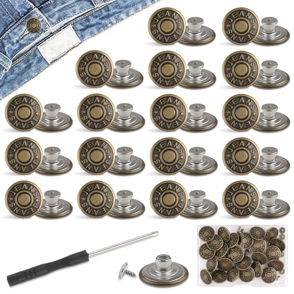 Pack of 24 Trousers Replacement Buttons, Diameter 20 mm, Adjustable