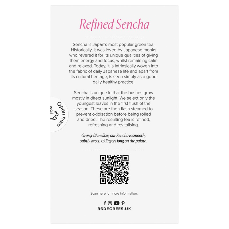 96° Japanese Sencha Green Tea - 20 Pyramid Tea Bags