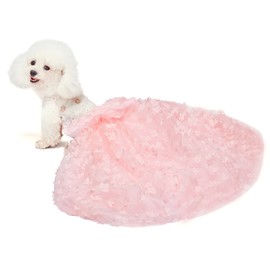 Dogs Wedding Dresses Flower Tutu Skirt with Detachable Train for Small Medium Dog Pet Outfit Formal Apparel Princess Clothes for Birthday Party Costume (Pink Set, S)