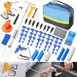 Housense 83pcs Paintless Dent Puller Kit, Body Repair Tools Dent Removal Tools with Golden Lifter, Slide Hammer T-Bar, Large Size Puller Dent Suction Cup for Car Refrigerator Door Ding Repair