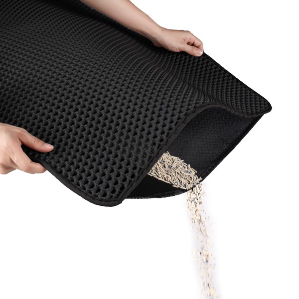 Aurorique Cat Litter Mat (23.6" x 17.7") - Double-Layer, Non-Toxic,