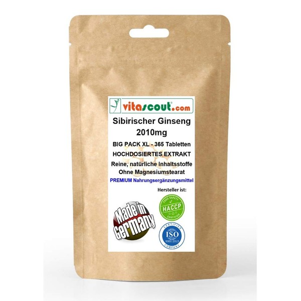 Siberian ginseng extract corresponds to 2010 mg powder per tablet,
