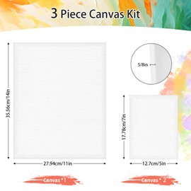 MicoSim 3 Pack Stretched Canvas for Painting, Canvas Painting Kit for Adults & Children Party, Canvas Painting with Paint Trays & Brushes for Canvas Painting