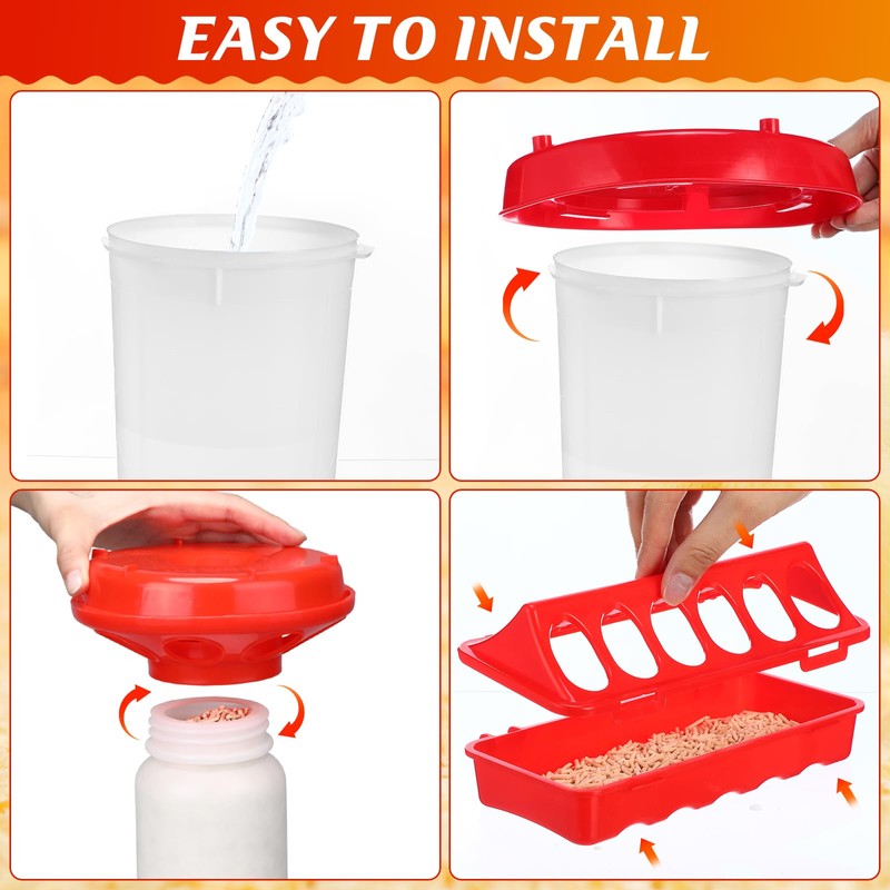 Afarnook 4 Pack 3L Heated Chicken Waterer for Winter 0.8