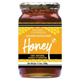 Nature's Goodness Golden Wildflower Honey In Glass Jar - 17.6 oz (500g) (100% Natural, Gluten Free and Non-GMO)