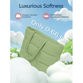 Puffer Tote Bag for Women, Mother's Day Gift, Large Quilted Puffy Handbag with Side Pockets, Lightweight Shoulder Bag