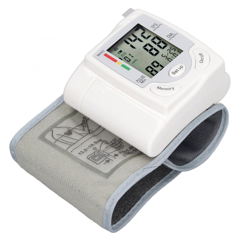 Wrist Blood Pressure Monitor Adjustable Cuff Large LCD Display Digital