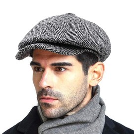 PanPacSight Men's Newsboy Gatsby Hat Vintage Beret Flat Ivy Cabbie Driving Hunting Cap for Boyfriend,Husband,Brother,Father,White and Black Stripe