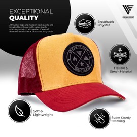 Urban Effort Mesh Back Cap - for Men and Women Baseball Hat 5-Panel Trucker Hat - Great Snapback Closure for Hunting & Hiking (Wine/Gold)