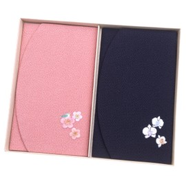 Crepe Embroidered Fusk, Set of 2, For Congratulations, Made in Japan, For Weddings, Funeral Ceremonies, Men's, Women (Plum Pink Orchid Navy Blue)