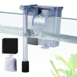 VILLNO Silent Aquarium Hang-on Filter, 5W 124GPH Fish Tank Filter with Filter Media, Adjustable Fish Waterfall Filter for 5-12 Gallon Tank