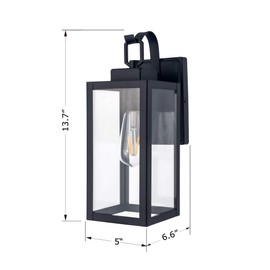 YaoKuem Outdoor Wall Lantern, Wall Sconce as Porch Lighting Fixture, E26 Base 60W Max, Metal Housing Plus Glass, Wet Location Rated, Bulbs not Included (Black)