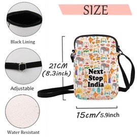 JXGZSO India Travel Gift Next Stop India Makeup Bag Traveler Gift India Trip Cosmetic Bag India Landmark Travel Gift, Next Stop India Crossbody