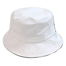DECKY Cotton Unstructured Polo Style Floppy Bucket Hat (Large/XL, White)