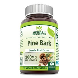 Herbal Secrets Pine Bark Extract Supplement | 100 Mg Per Serving | 60 Veggie Capsules | Non-GMO | Gluten-Free | Made in USA