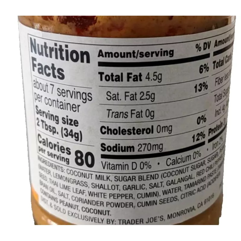Trader Joe’s Thai Peanut Satay Sauce 8.1 fl oz VEGAN