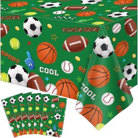 6 Pack Sport Theme Birthday Table Cloth Sports Party Decorations Sport Tablecloth Soccer Basketball Football Baseball Table Covers for Boys All Star Sports Themed Party Supplies 51 x 86 in