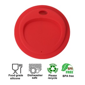 THINKCHANCES Reusable Food Grade and BPA Free Silicone Oval Straw Hole Sip Coffee Juice Drinking Lid for Mason, Ball, Canning Jars (Wide Mouth, Candy Red) 6 Pack