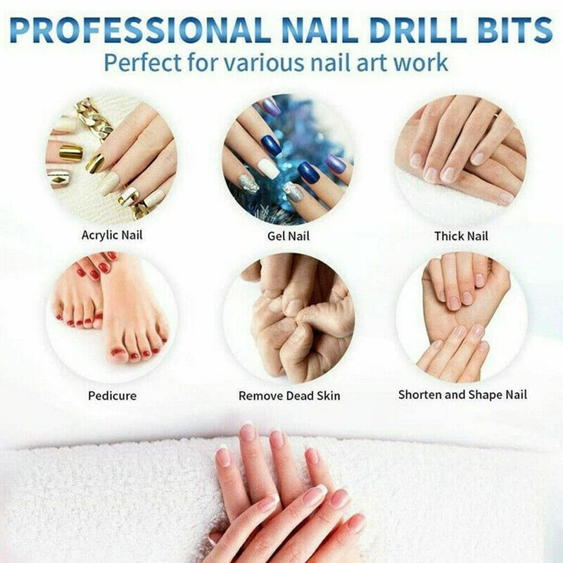 16pcs Ceramic Nail Drill Bits Set File Acrylic Manicure Pedicure