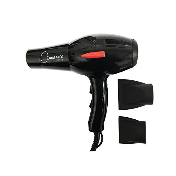 Quad Power 4400 Ceramic & Ionic Professional Hair Dryer, Made in Italy (Black)