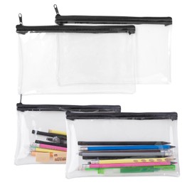 OIHCAZ 4PCS Clear Pencil Case for Exams, Waterproof Transparent See Through Pencil Cases with Zipper Large Capacity Stationery Organiser for School, Office and Travel