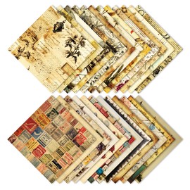 24Pcs Vintage Pattern Paper Scrapbook Premium Specialty Paper 15*15cm Craft Paper Folded Flat for DIY Background Card Making Scrapbook Photo Album Decor