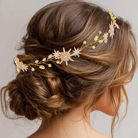 EASEDAILY Star Bride Wedding Hair Vine Gold Rhinestone Bridal Headpiece Headbands Crystal Hair Accessories for Women (Gold, One Size)