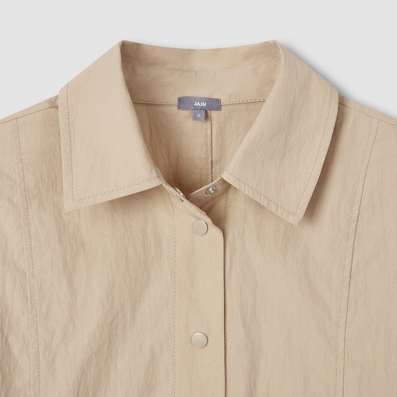 JAJU [JAJU] Women's Cotton Short Sleeve Dress_Beige
