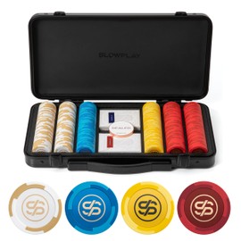 SLOWPLAY Godel 14g Clay Poker Chips Set for Texas Hold’em, 300 PCS [Blank Chips] Features a High-end Chip case with Extra Durable German Polycarbonate Shell, Ideal Gifts for Poker Players