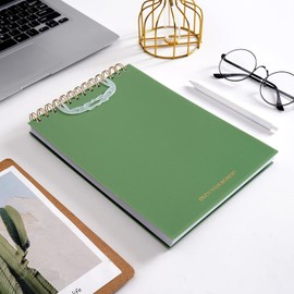 CAGIE Top Spiral Notebook, 300 Seiten Hardcover Steno Blöcke, Top gebundene Spiral Notebooks, 7 „x 10“ College ruled Spiral Notepad Linkshänder Notizbücher für Arbeit Schule Büro Business, grün