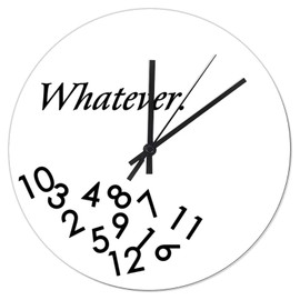 Tiukiu PVC Wall Clock 10in Silent Non-Ticking Whatever Hanging Wall Clock Funny Retirement Battery Operated Funny Round Wall Clock Decor for Living Room Bedroom and Kitchen Office