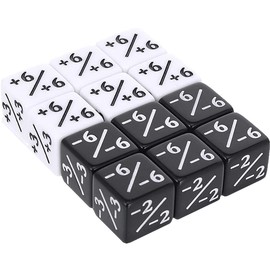 Dice Counter Role Playing Games RPG, DND, MTG White +1/+1 and Black-1/-1 Dice