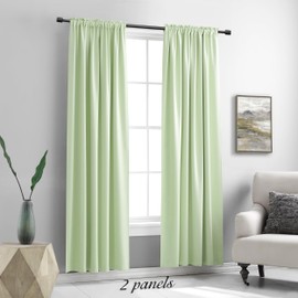 Light Green 80 Inch Length Room Darkening Curtain Panels/Drapes for Doorway- Energy Efficient Blackout Thermal Insulated Curtains(Lily Green,52 Width x 80 Inch,Set of 2 Panels)