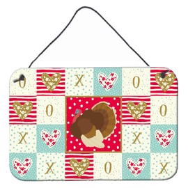 Caroline's Treasures CK5417DS812 French Turkey Dindon Love Wall or Door Hanging Prints, Red Aluminum Metal Sign Kitchen Wall Bar Bathroom Plaque Home Decor, 8x12, Multicolor