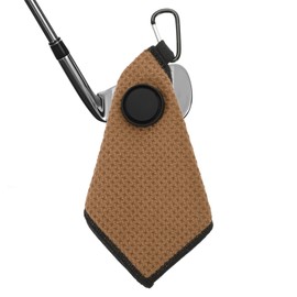 PATIKIL 6"x6" Magnetic Golf Towel with Wire Cleaning Cloth, Microfiber Waffle Pattern Towels with Magnet and Clip for Golf Carts Clubs Golfing Gear, Brown/Black