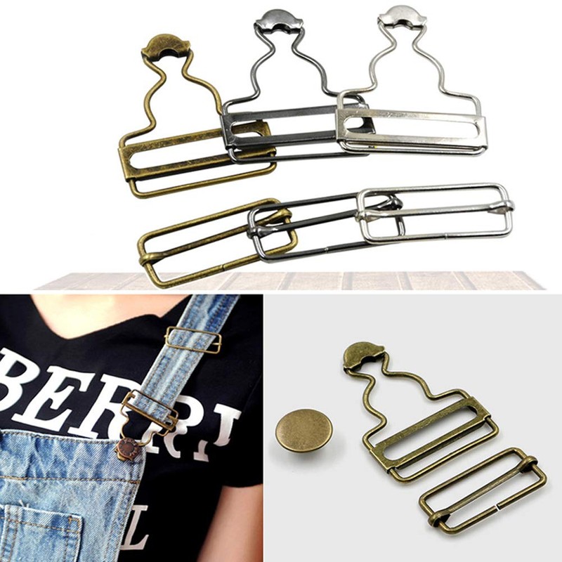 6 Sets Overall Buckles Metal Suspender Replacement Buckles with Rectangle