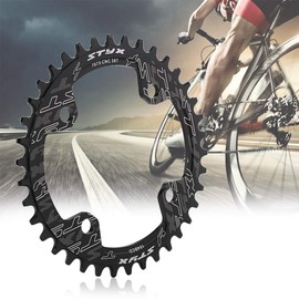 38 Tooth Chainring,32/34/36/38T Single Chainring Narrow Wide Chainring 104 BCD, BMX MTB Road Mountain Bike ycle Single Speed Crank Chain Ring Repair Parts Black, Red(38T Black)