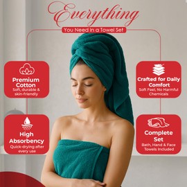 RIVERSIDE 100% Ring Spun Cotton Bath Towels Set of 4, 27 x 54 Inches – Quick Dry, Soft & Highly Absorbent Towels for Shower & Bathroom – Luxury 550 GSM Cotton Towels for Home, Spa, Gym, Hotel, Teal