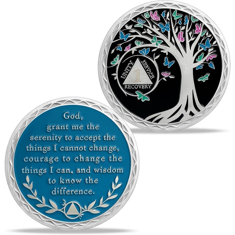 2 Months Sobriety Coin Tree of Life AA Medallion Alcoholics