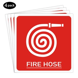 dealzEpic - Fire Hose Sign Sticker - Self Adhesive Peel and Stick Waterproof Vinyl Decal - 3.94x3.94 inches | Pack of 4 Pcs