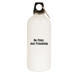 Molandra Products No Filter. Just Friendship - 20oz Stainless Steel Water Bottle with Carabiner, White