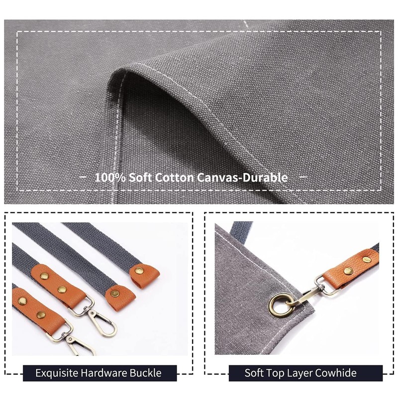 Ofrdncy Canvas Apron - WaterProof, Adjustable, 3 Pockets - Men