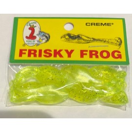 Creme 1 1/2" Creme LureBait * Frisky Frog  Chartreuse Silver Glitter  * Pack of 7