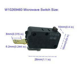 LONYE SZM-V16-FC-63 W10269460 Microwave Door Switch Replacement for Whirlpool Maytag Amana Microwave PS2361113 AP4429920(Normally Open)(Pack of 2)