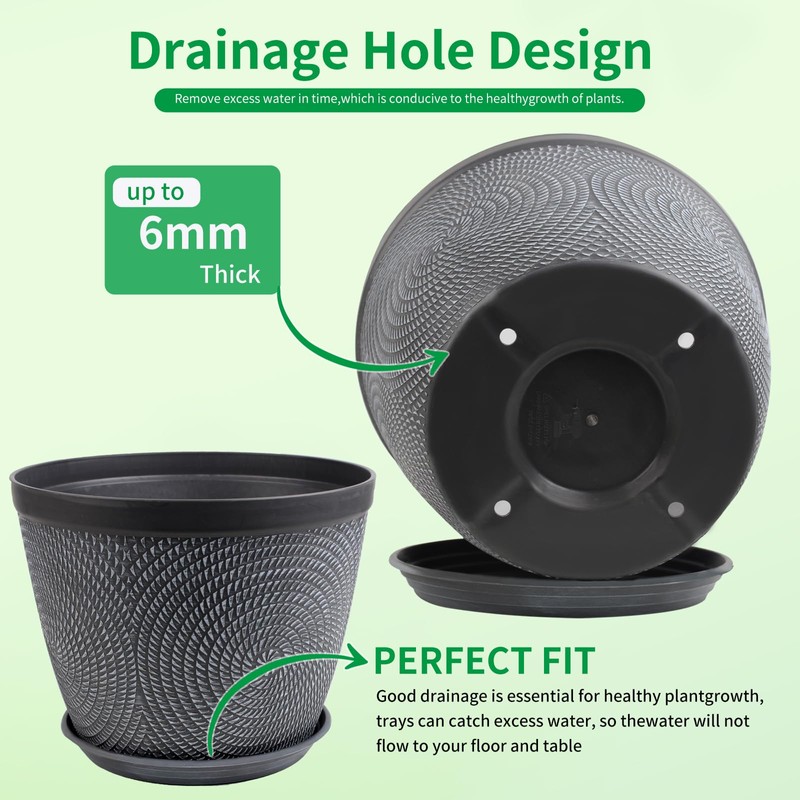Quarut 4 Pack 6 Inch Flower Pots Planters for Outdoor